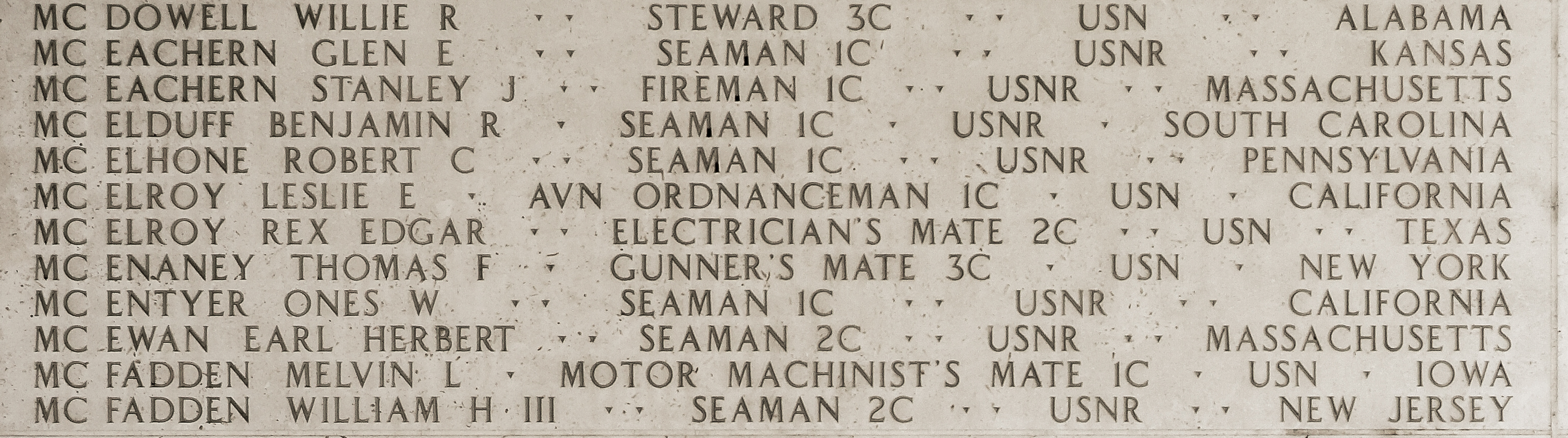 Benjamin R. McElduff, Seaman First Class